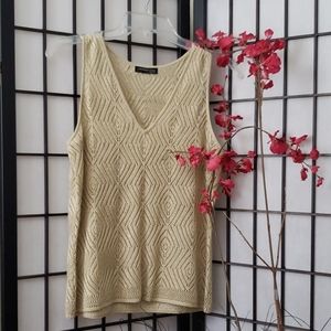Kenneth Cole crochet gold top